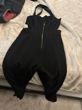 Women's Black Halter Jumpsuit with Front Zip
